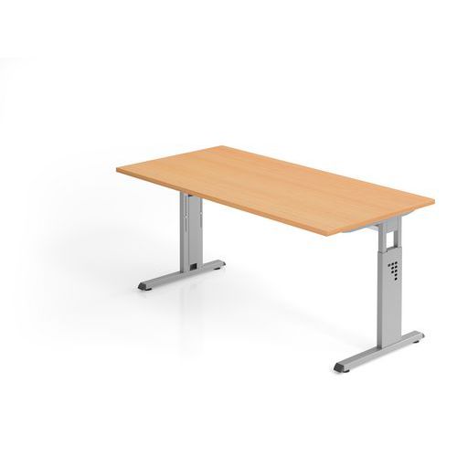 Hammerbacher - Bureau droit C-160x80cm Hêtre Argent - Hauteur réglable 65-85cm - FSC