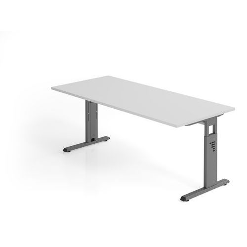 Hammerbacher - Bureau droit C-180x80cm Gris Graphite - Hauteur réglable 65-85cm - Plateau mélaminé FSC