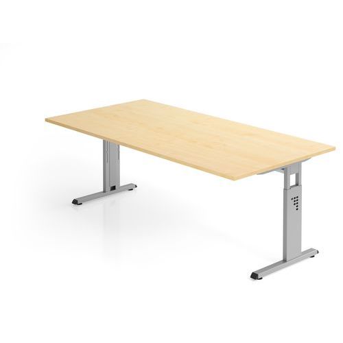 Bureau Avec Piètement En C-200x100cm-érable-argent