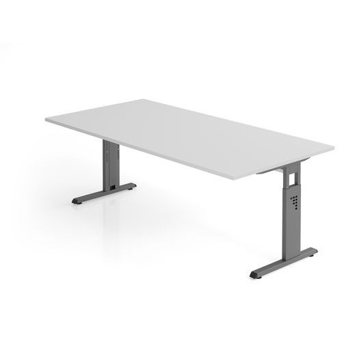 Hammerbacher - Bureau droit C-200x100cm Gris Graphite - Hauteur réglable 65-85cm - Plateau mélaminé FSC