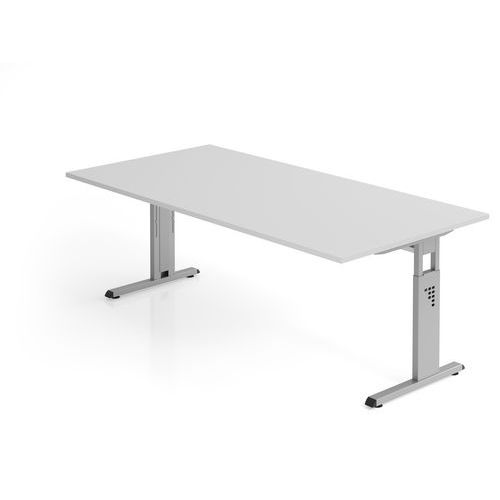 Hammerbacher - Bureau droit C-200x100cm Gris Argent - Hauteur réglable 65-85cm - FSC