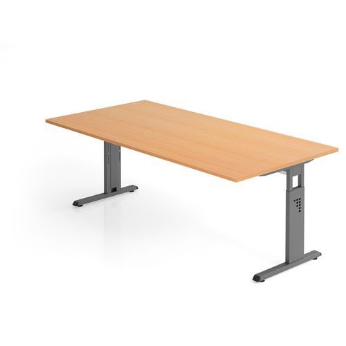 Hammerbacher - Bureau droit C - 200x100cm Hêtre Graphite - Hauteur réglable 65-85cm - FSC