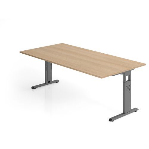 Hammerbacher - Bureau droit C-200x100cm Chêne Graphite - Hauteur réglable 65-85cm - FSC
