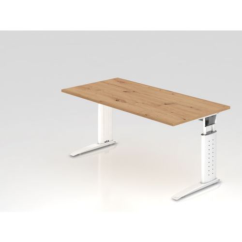 Bureau Avec Piètement En C Us16-160x80cm-chêne Ambré-blanc