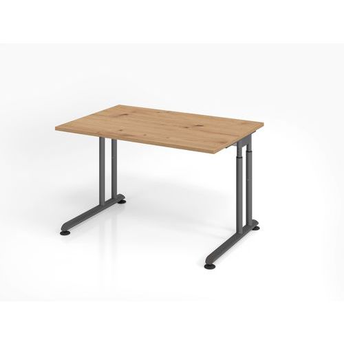 Hammerbacher - Bureau droit ZS12 - 120x80cm Chêne ambré Graphite - Hauteur réglable 68-82cm - FSC