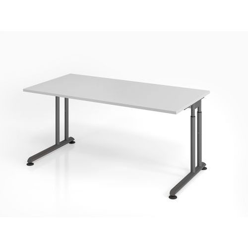 Hammerbacher - Bureau droit ZS16 160x80cm Gris Graphite - Piétement C Anthracite - Hauteur réglable 68-82cm - FSC