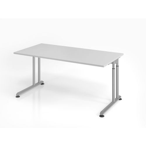 Hammerbacher - Bureau droit ZS16 160x80cm Gris Argent - Piètement C - Hauteur réglable 68-82cm - FSC