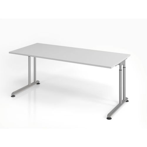 Hammerbacher - Bureau droit ZS19 - 180x80cm Gris Argent - Piètement en C - Hauteur réglable 68-82cm - FSC