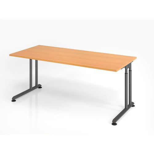 Hammerbacher - Bureau droit ZS19 180x80cm Hêtre/Anthracite - Hauteur réglable 68-82cm - FSC
