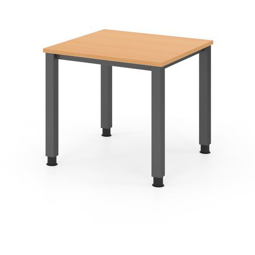 Hammerbacher - Bureau droit 80x80cm Hêtre Anthracite - Hauteur Réglable 68-81cm - FSC