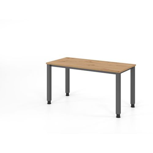 Hammerbacher - Bureau droit 140x67cm Chêne ambré Graphite - 4 pieds carrés réglables - Éco-responsable FSC