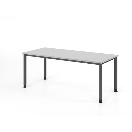 Bureau Droit À 4 Pieds Ronds-180x80cm-gris-graphite
