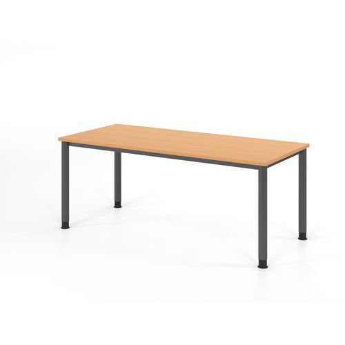 Hammerbacher - Bureau droit 180x80cm Hêtre Graphite - 4 pieds ronds réglables - FSC