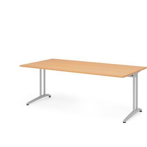 Bureau Droit Piètement En C-200x100cm-hêtre-argent