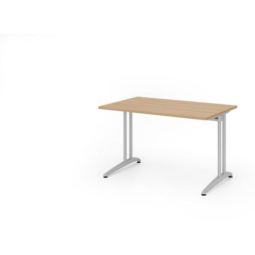 Hammerbacher - Bureau droit BS12 - 120x80cm Chêne/Argent - Piétement en C - FSC