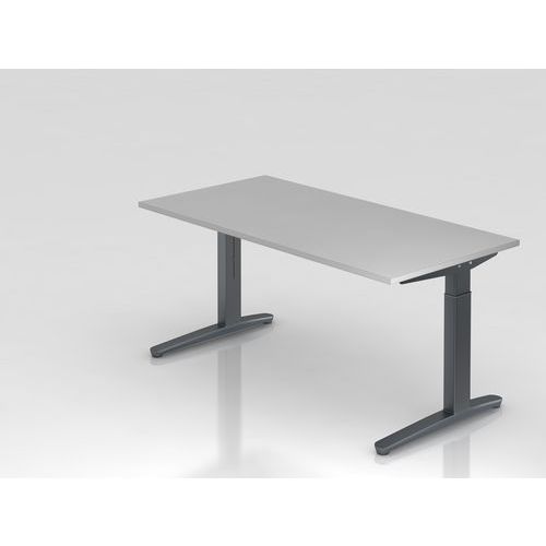 Hammerbacher - Bureau droit XB 160x80cm Gris Graphite - Hauteur réglable 65-85cm - Plateau mélaminé FSC
