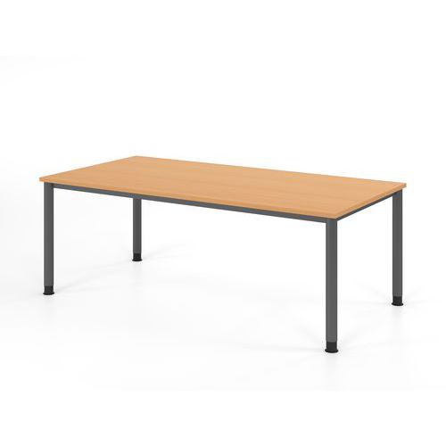 Hammerbacher - Bureau droit réglable en hauteur 200x100cm Hêtre Graphite - Hauteur 68-81cm - FSC