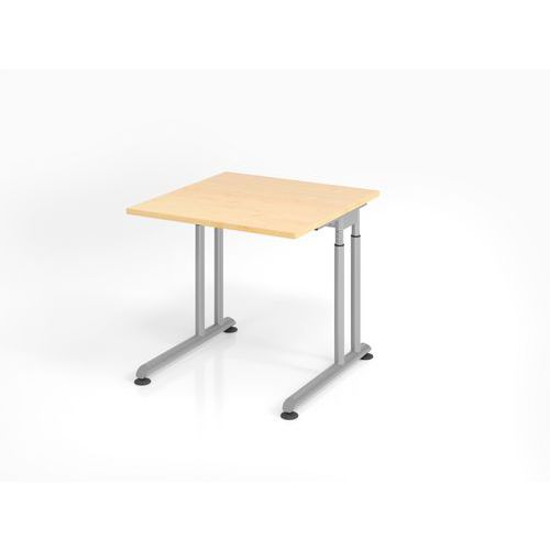 Bureau Réglable En Hauteur En C-80x80cm-érable-argent