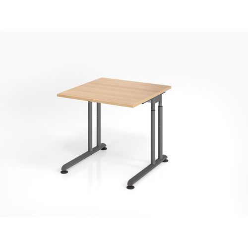 Hammerbacher - Bureau droit réglable en hauteur C-80x80cm Chêne Graphite - Hauteur 68-82cm - FSC