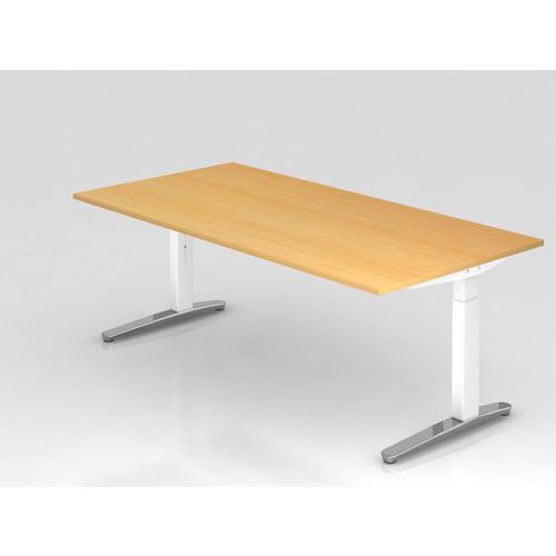 Bureau Rectangulaire Série Xb-200x100cm-hêtre-blanc Brillant