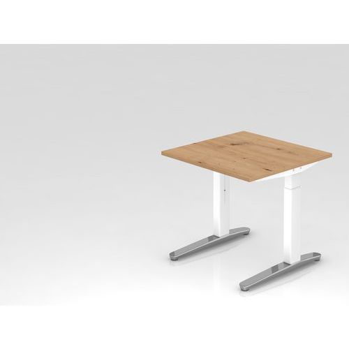 Bureau Carré Série Xb-80x80cm-chêne Ambré-blanc Brillant