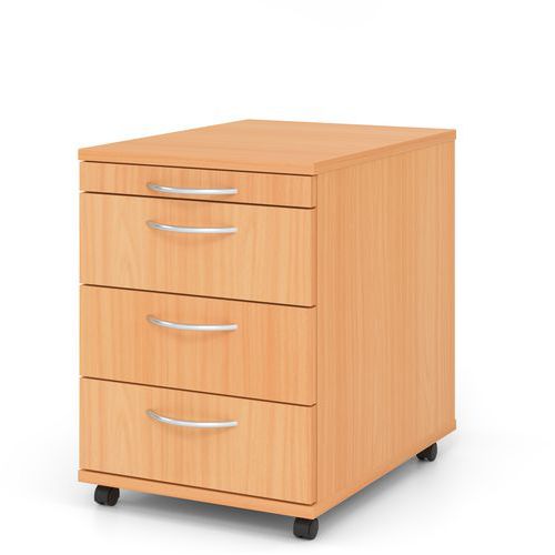 Hammerbacher - Caisson à 3 tiroirs Basic Hêtre - Mobile et Éco-responsable - 590x428x580mm