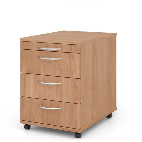 Hammerbacher - Caisson à 3 tiroirs Basic Noyer - Mobile et Éco-responsable FSC - 590x428x580mm