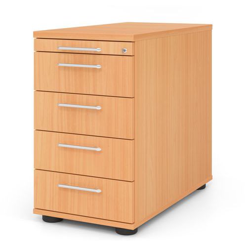 Caisson À 4 Tiroirs À Poignée Plastique-p 80cm-hêtre-hêtre