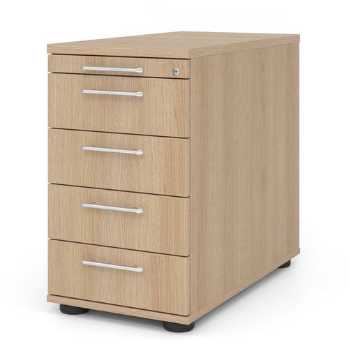 Caisson À 4 Tiroirs À Poignée Plastique-p 80cm-chêne-chêne