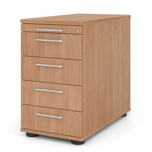 Caisson À 4 Tiroirs À Poignée Plastique-p 80cm-noyer-noyer