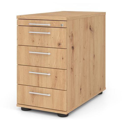 Caisson À 4 Tiroirs À Poignée Plastique-p 80cm-chêne Ambré
