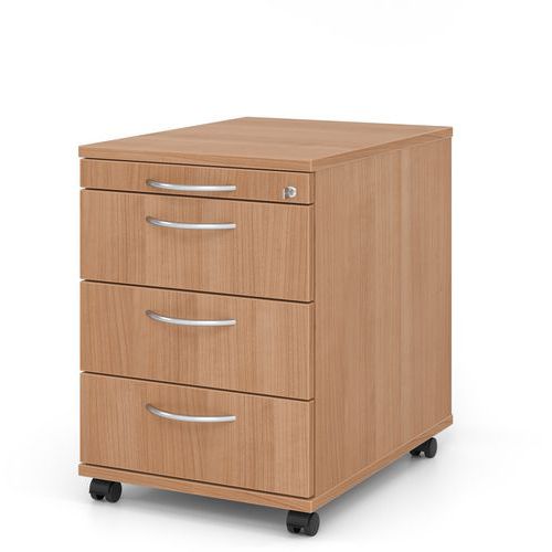 Caisson Mobile 3 Tiroirs Poignée Courbée-p 58cm-noyer-noyer