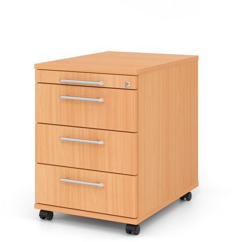 Caisson Mobile 3 Tiroirs Poignée Plastique-p58cm-hêtre-hêtre