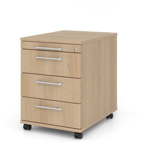 Caisson Mobile 3 Tiroirs Poignée Plastique-p58cm-chêne-chêne