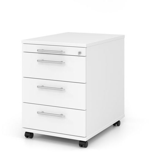 Caisson Mobile 3 Tiroirs Poignée Plastique-p58cm-blanc-blanc
