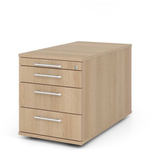 Caisson Mobile 3 Tiroirs Poignée Plastique-p80cm-chêne-chêne