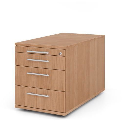 Caisson Mobile 3 Tiroirs Poignée Plastique-p80cm-noyer-noyer