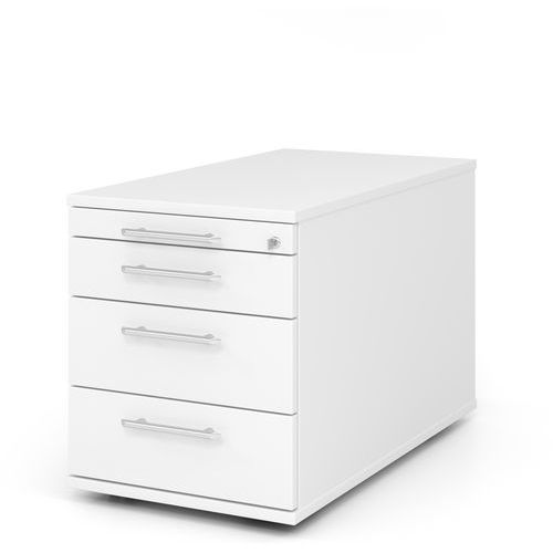 Caisson Mobile 3 Tiroirs Poignée Plastique-p80cm-blanc-blanc