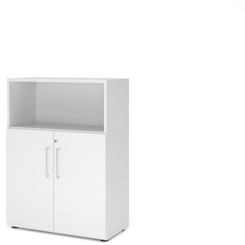 Hammerbacher - Armoire de bureau 2 portes 3 niveaux - Blanc - Bois MFC - Éco-responsable