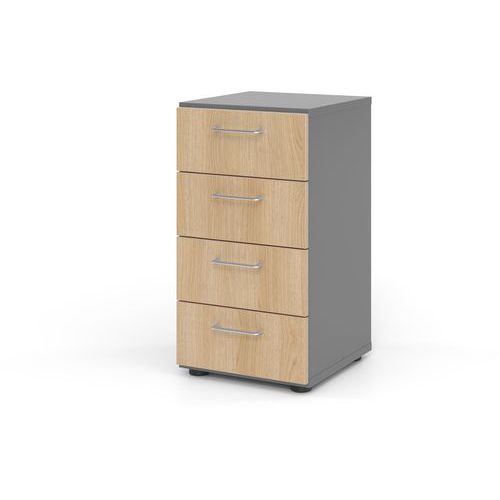 Hammerbacher - Étagère Étroite 4 Tiroirs Advanced Graphite Chêne - 748x400x420mm - Bois MFC Éco-responsable