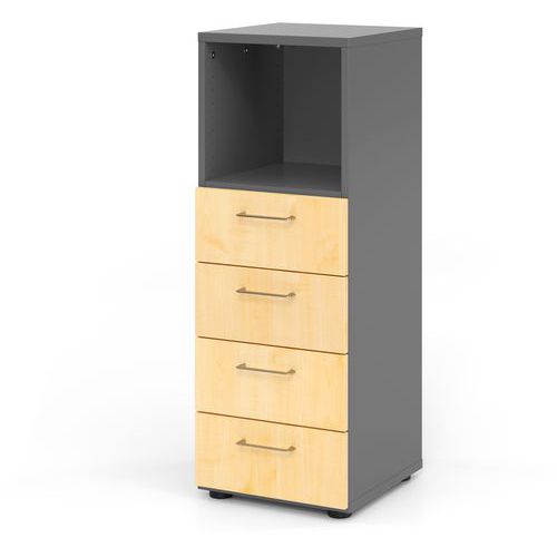 Étagère Étroite 4 Tiroirs 1 Niveau Advanced-graphite-érable