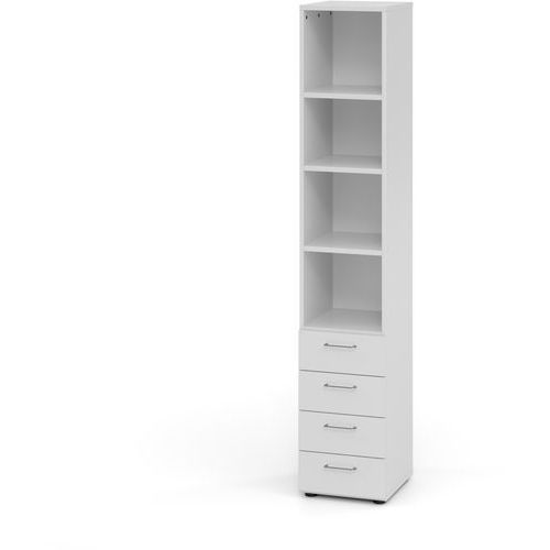 Hammerbacher - Étagère de bureau Advanced 4 tiroirs 4 niveaux - Gris - Bois MFC - 2154x400x420 mm - Éco-responsable