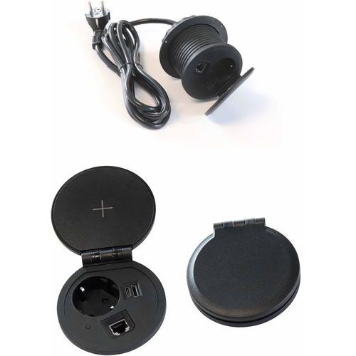 Hammerbacher - Prise multifonction Noir - 2090 mm - Informatique et multimédia
