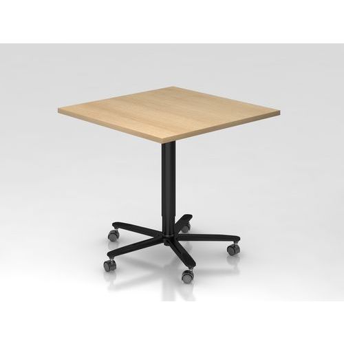 Table À Pied Télescopique-80x80cm-chêne-noir