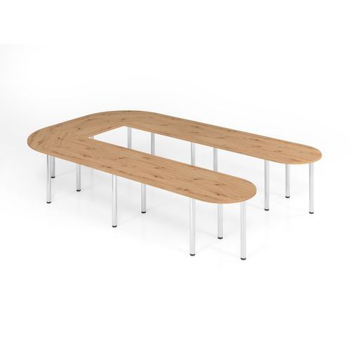 Table De Conférence En Set K-380x240cm-chêne Ambré-chrome