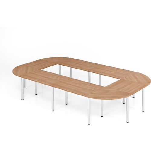Table De Conférence En Set Série K-400x240cm-noyer-chrome
