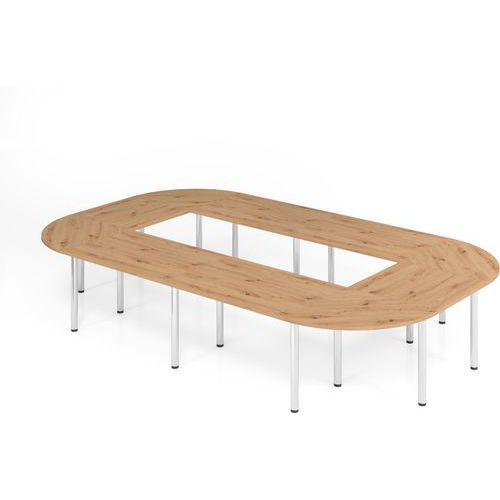 Table De Conférence En Set K-400x240cm-chêne Ambré-chrome