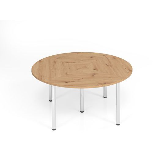 Table De Conférence En Set Série K-ø160cm-chêne Ambré-chrome