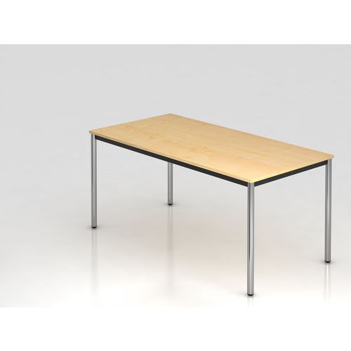 Table De Réunion À Pieds Ronds-160x80cm-érable-chrome