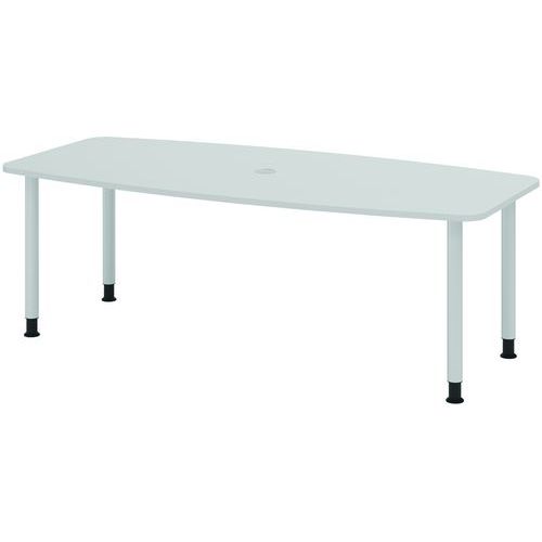 Table De Réunion Tonneau À 4 Pieds-220x105cm-gris-argent
